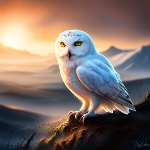 Mystic Snow Owl: Celtic Surreal Digital Art