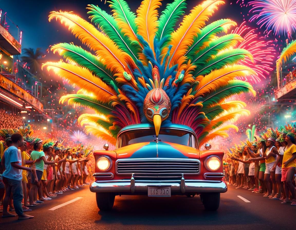 Brazilian Carnival Parade in Hyperdetailed Matte Painting