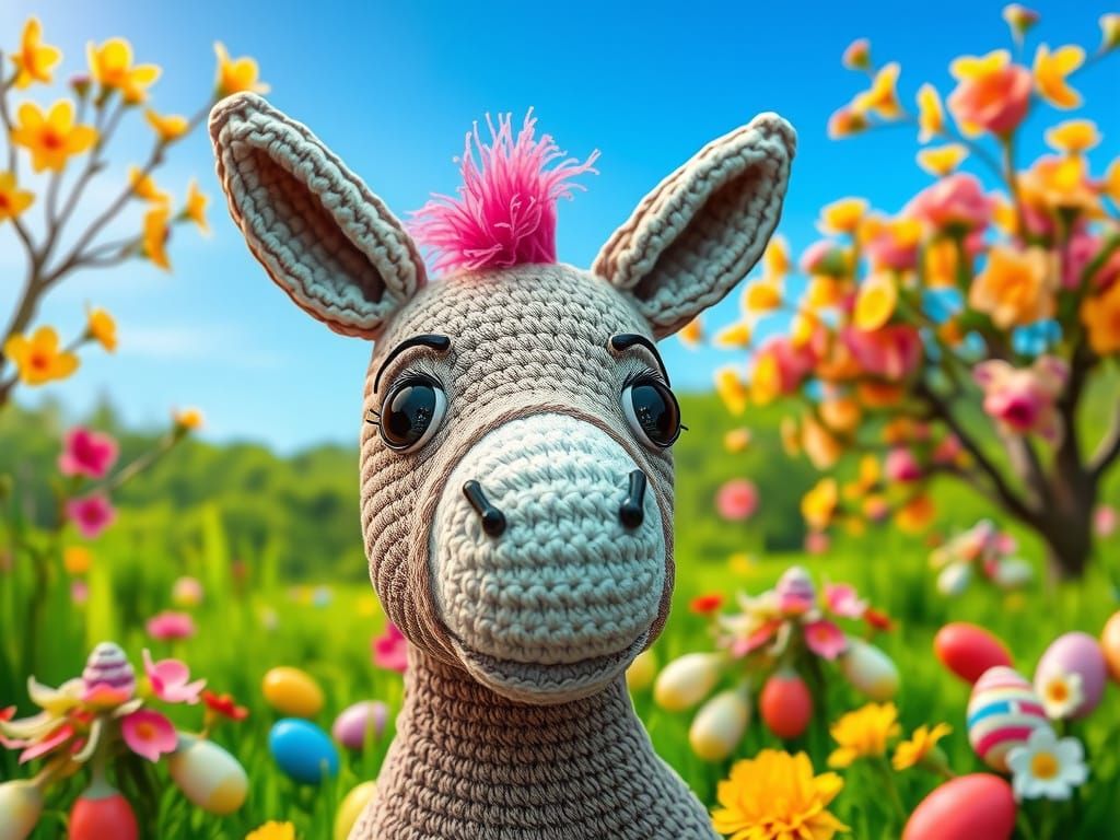 Gilded Easter Donkey in Vibrant Rainforest Wonderland