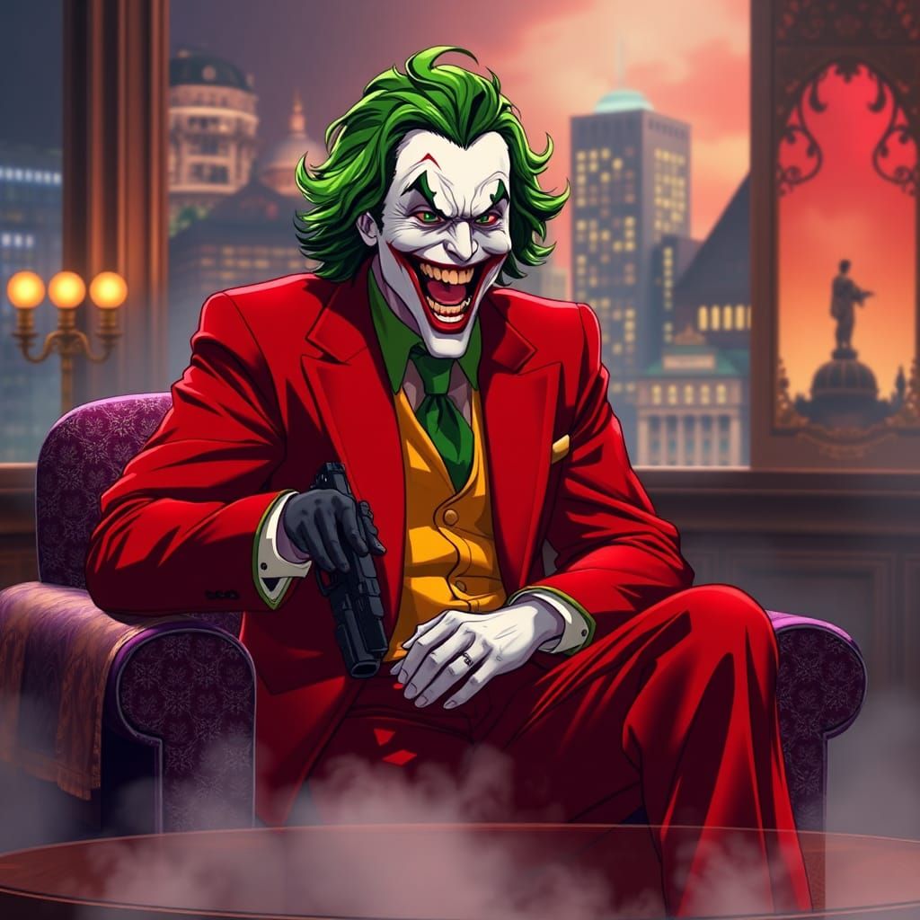 Joker as Anime Character in Hyperdetailed Style