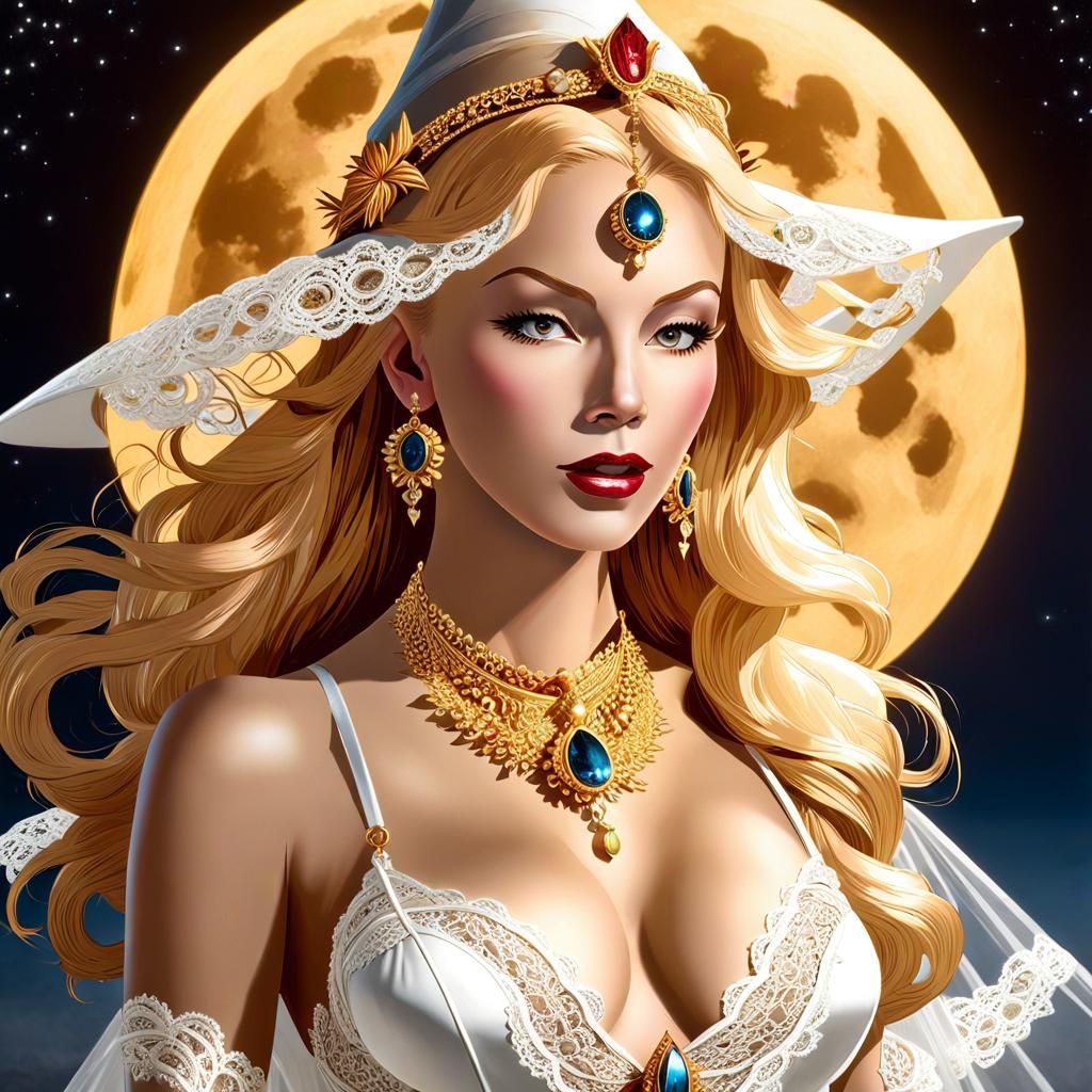 Redhead Star Goddess Portrait in Fantasy Art Style