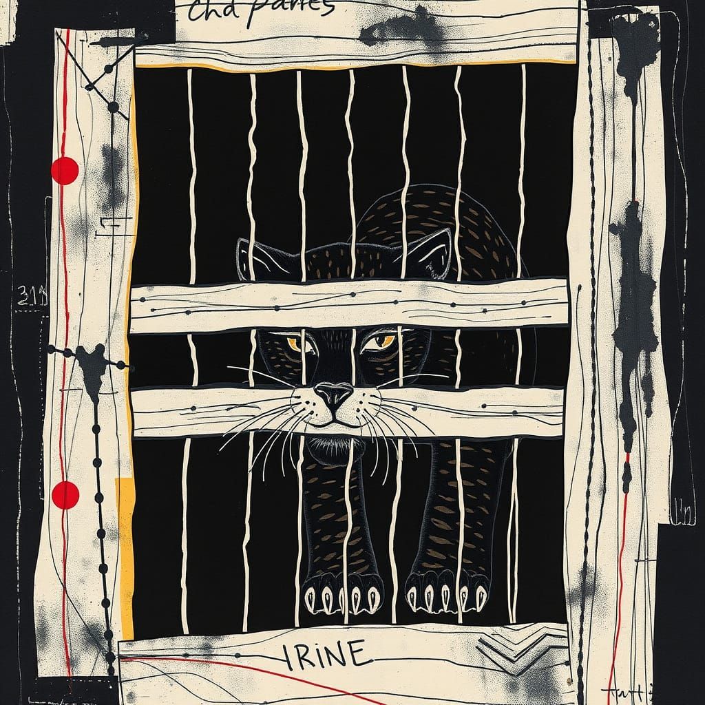 Mysterious Constructivist Panther in Dark Confines