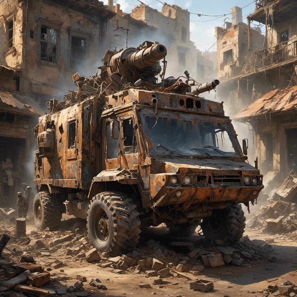 Scrap Metal Zamboni with Mortar, Steampunk Vehicle