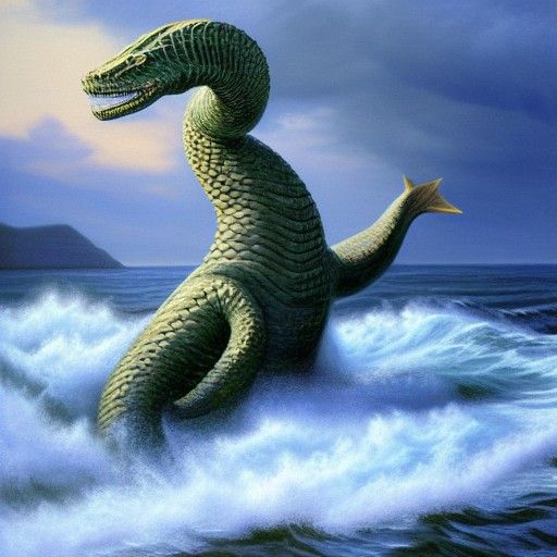 Jörmungandr Rising: An Epic Oil Painting