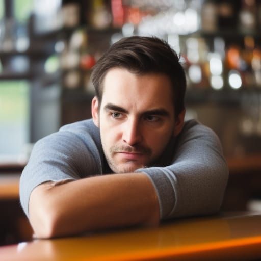 Wistful Man at Bar: A Moment of Reflection