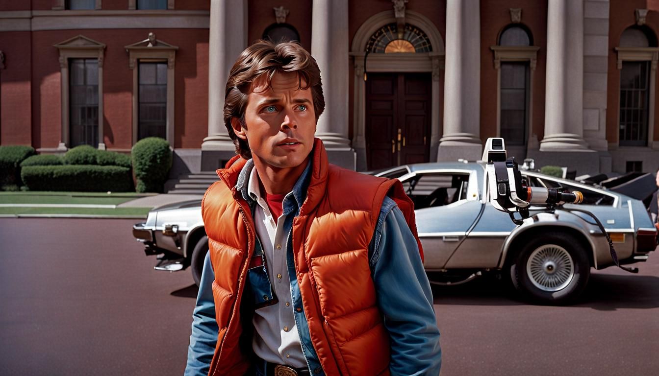 Marty McFly Oil Painting in Cinematic Style