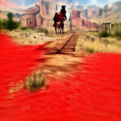Lone Cowboy at Sunset: Digital Western Art
