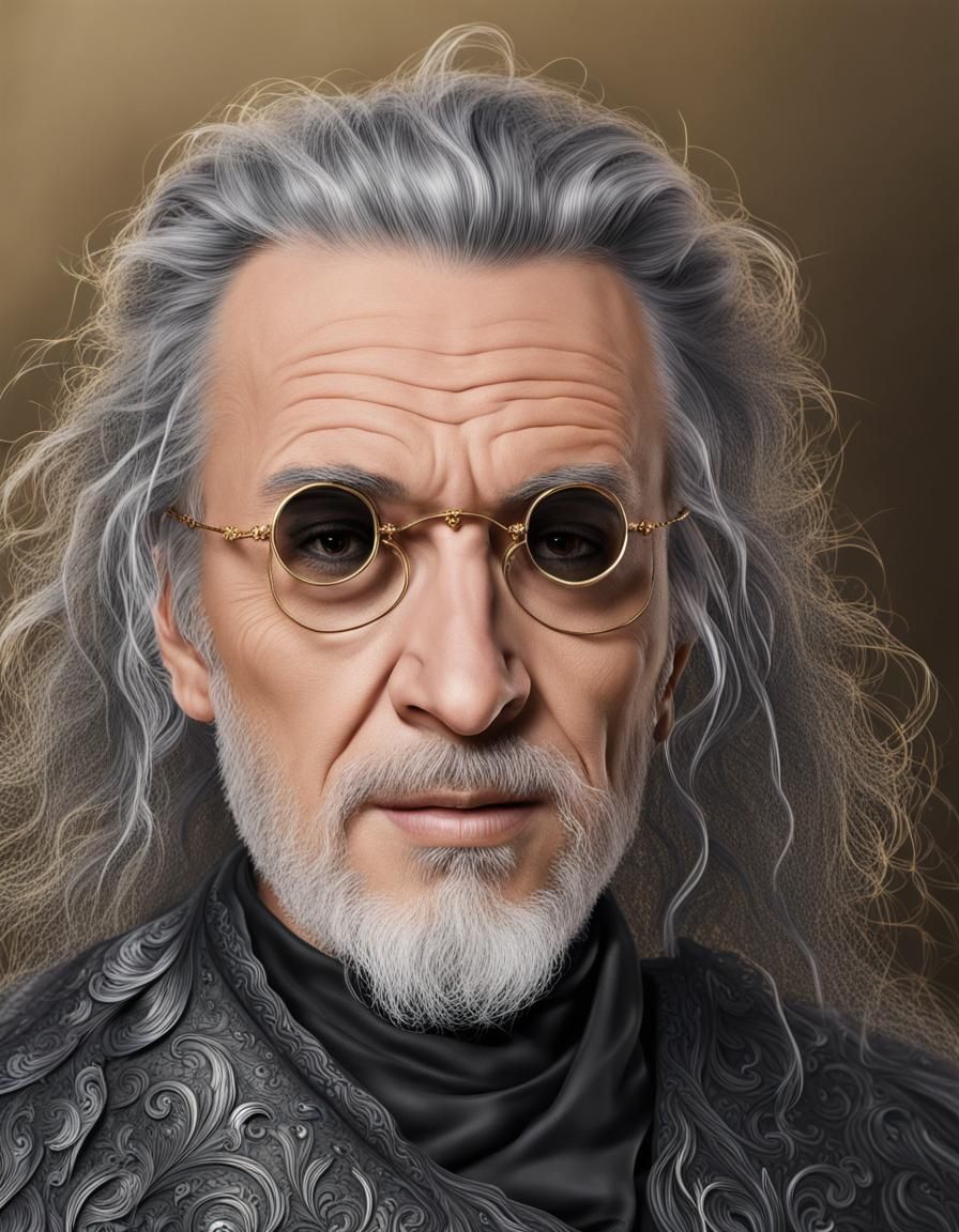 Black Sorcerer with Gold Details on Transparent Background