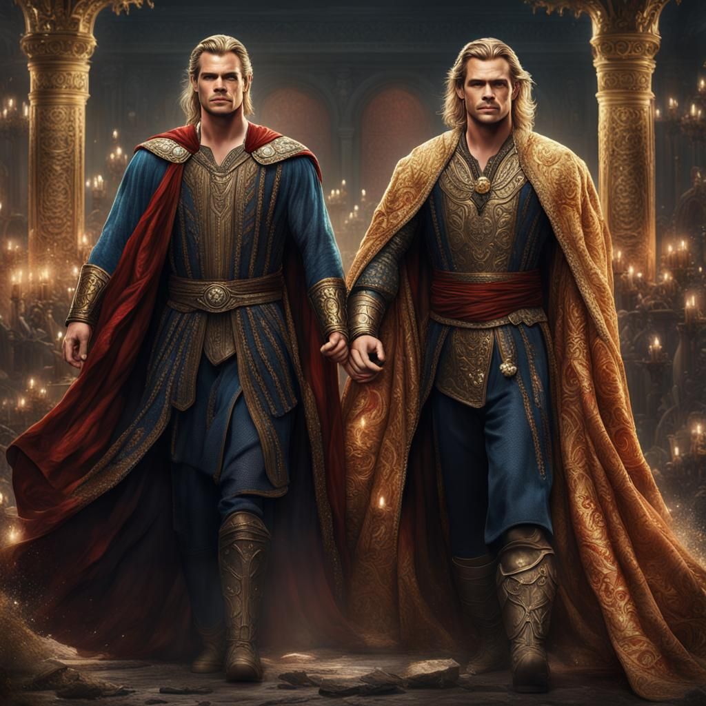 Cavill and Hemsworth Fusion as Rhinestone Imperator