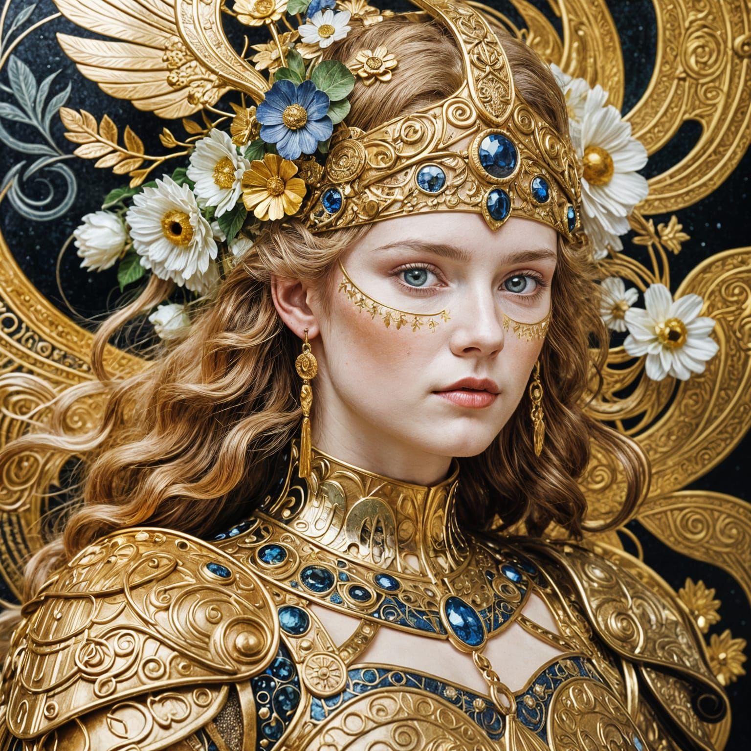 Valkyrie Brunnhilde in Gustav Klimt Style