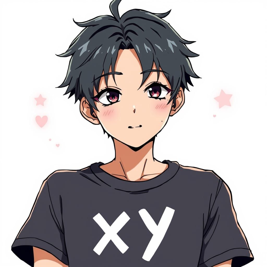Anime Boy with Text on T-Shirt