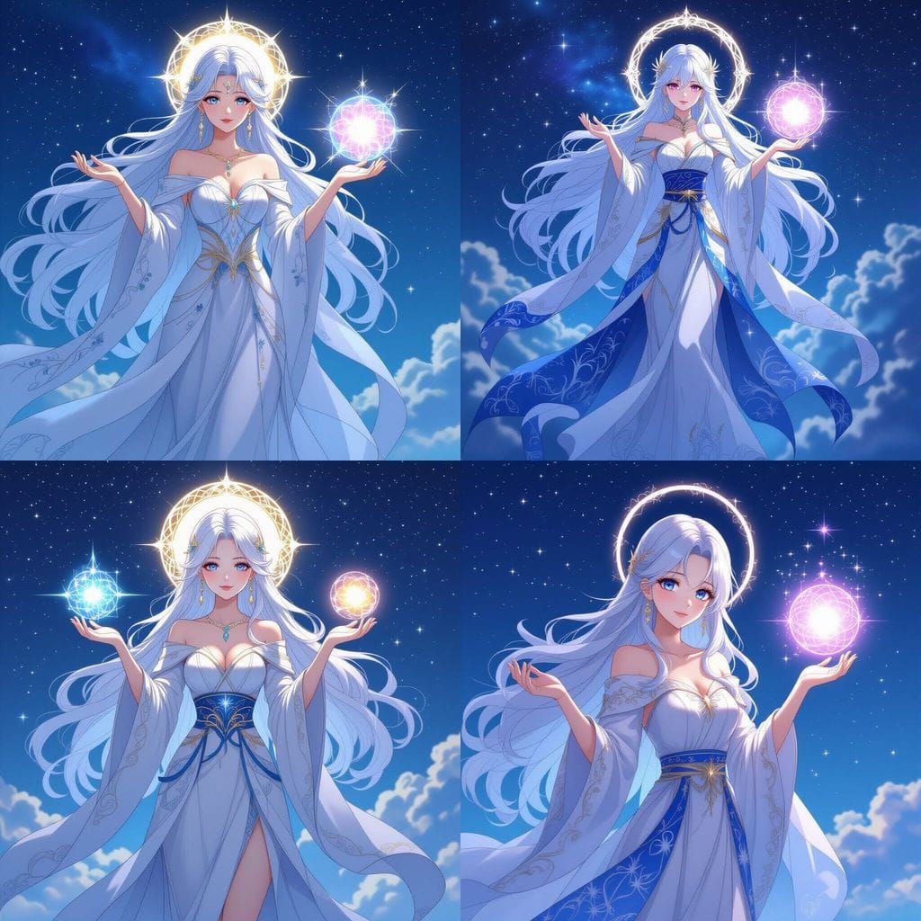 Divine Goddess Illustration in Shounen Anime Style