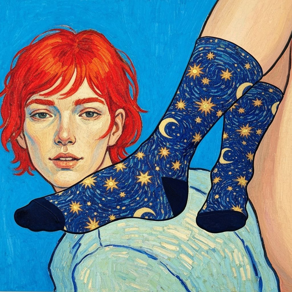Whimsical Starry Socks in Van Gogh Style