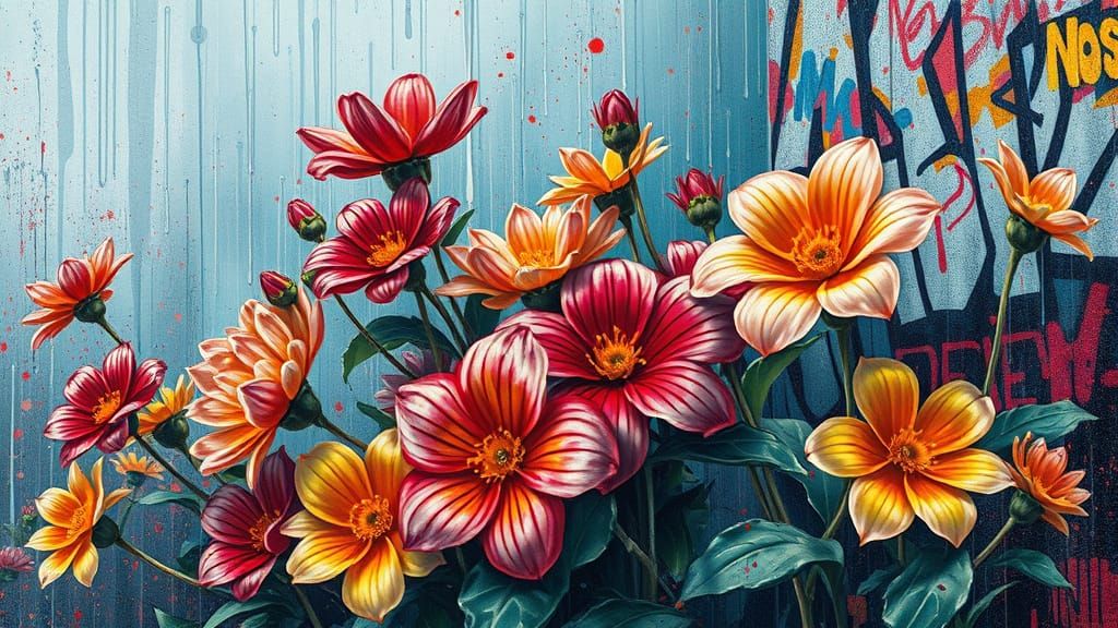 Vibrant Urban Blooms in Neon Hues