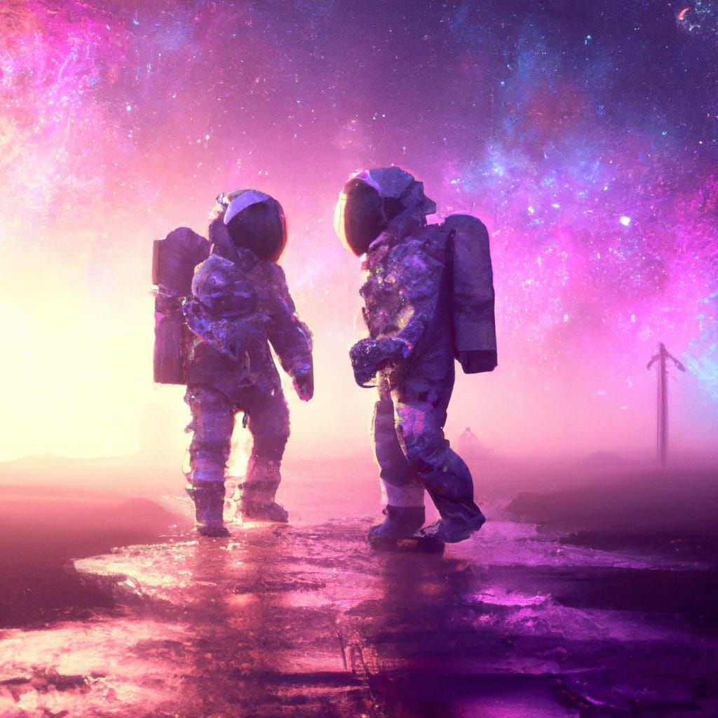 Astronauts Explore Purple World: Digital Matte Painting