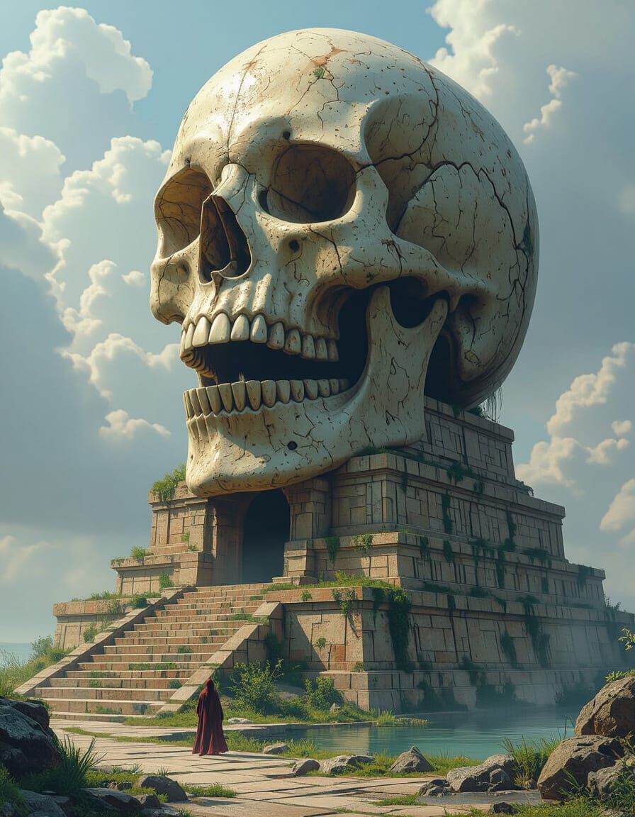 Skull Ziggurat in Swamp: Dark Fantasy Concept Art