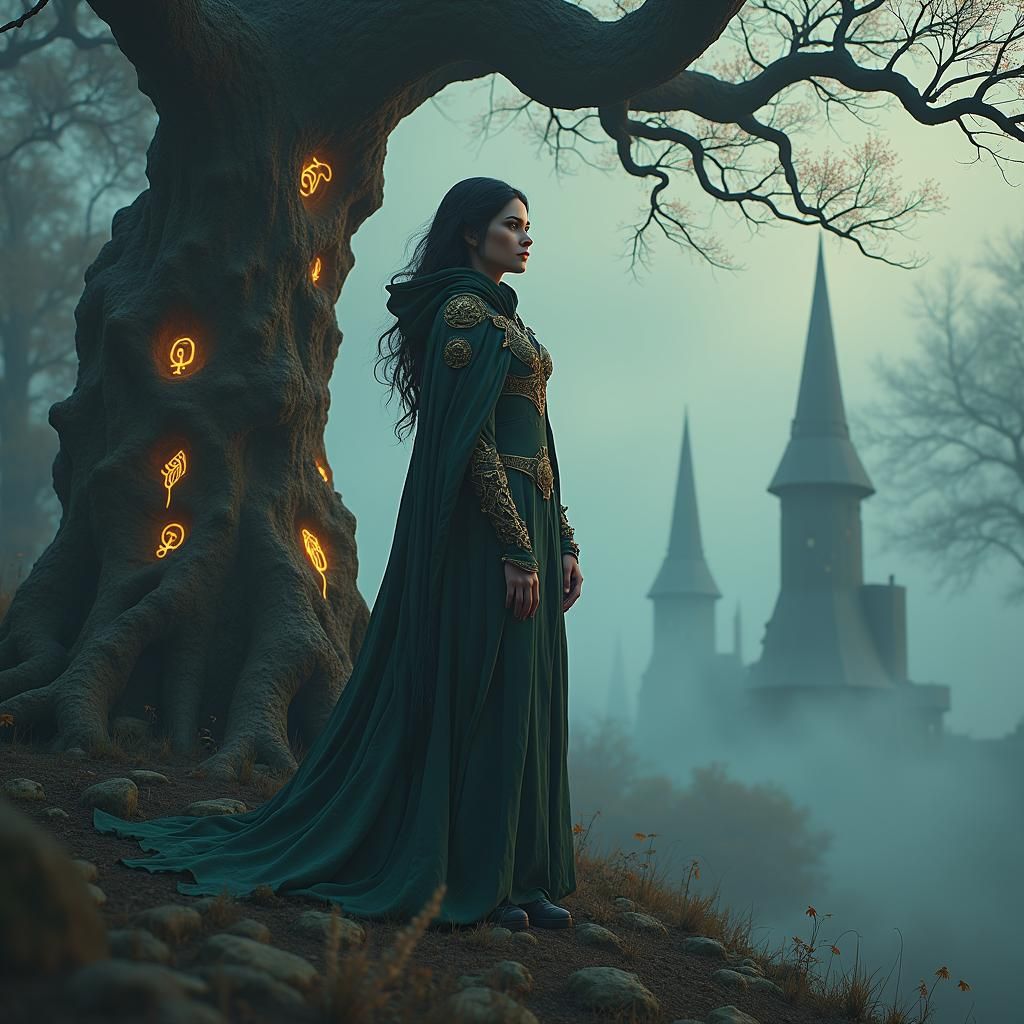 Mystical Lilith in Dreamlike Realm, Digital Art