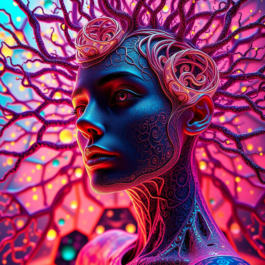 Mycelium Muse Portrait in 8k Resolution