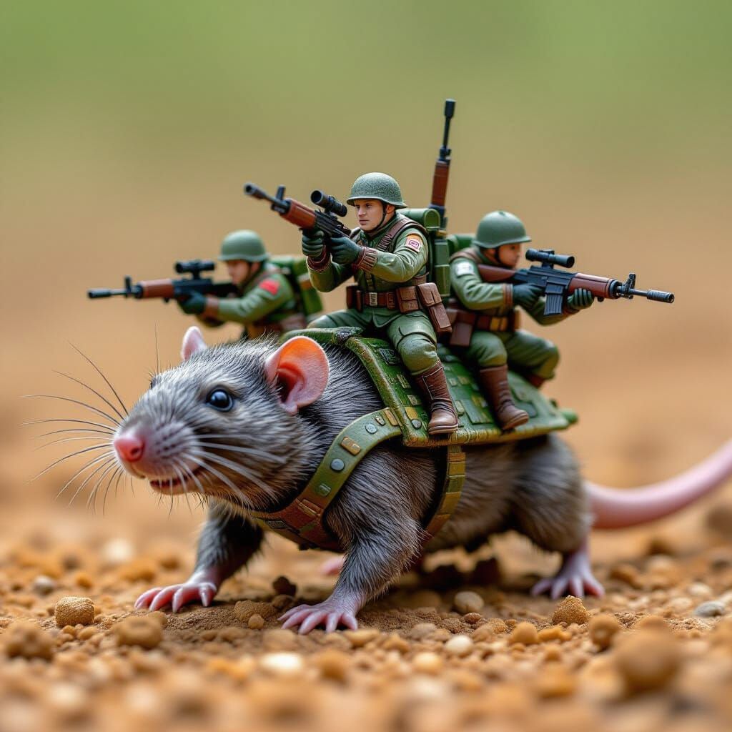 Microscopic Soldiers Ride a Battle Rat