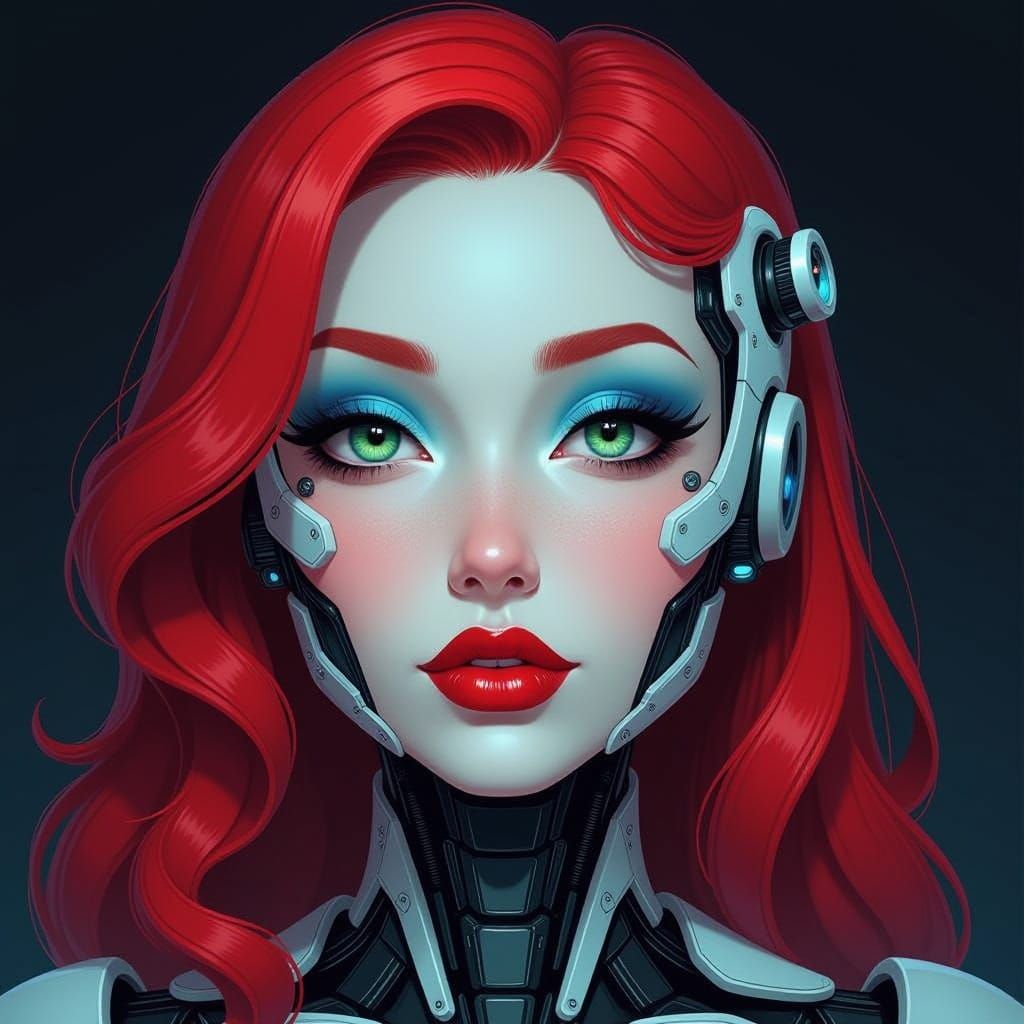 Biomorphic Android Cyborg with Vibrant Features