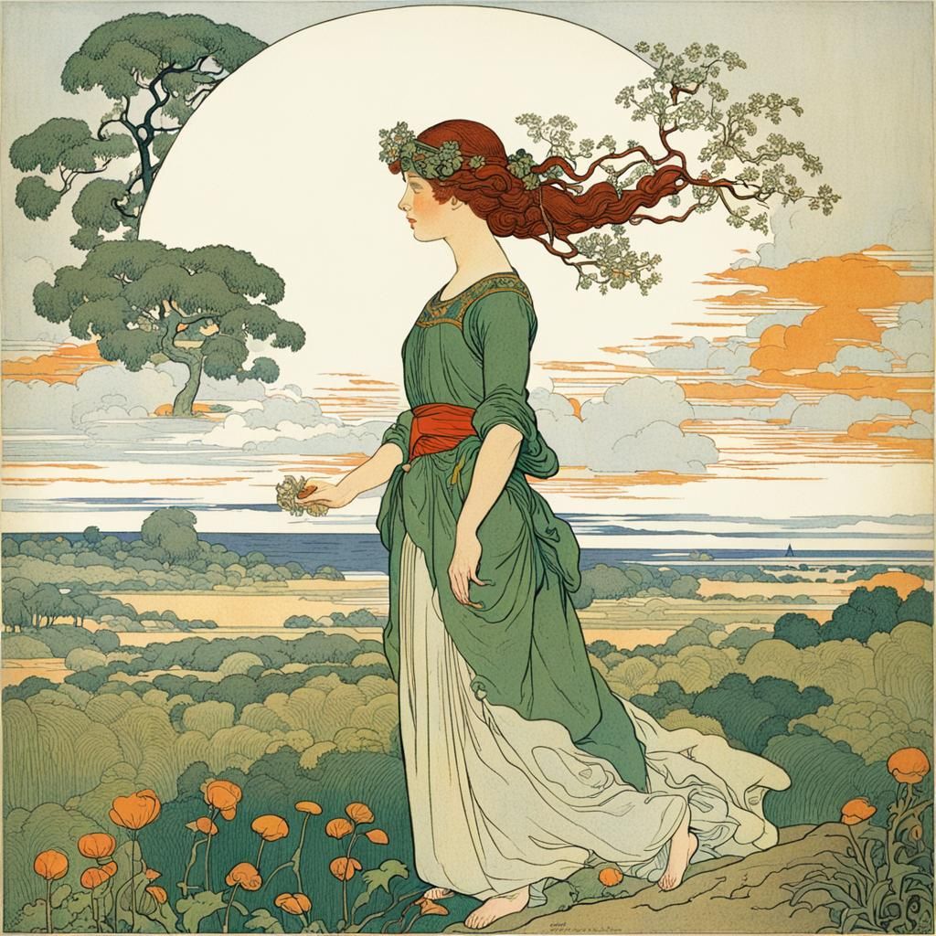 Elegant Art Nouveau Illustration in Grasset Style
