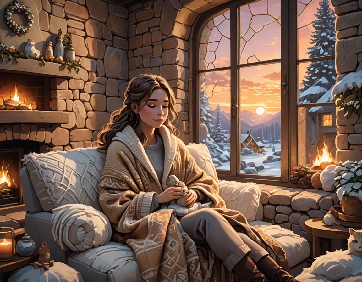 Cozy Winter Scene as Whimsical Matte Painting