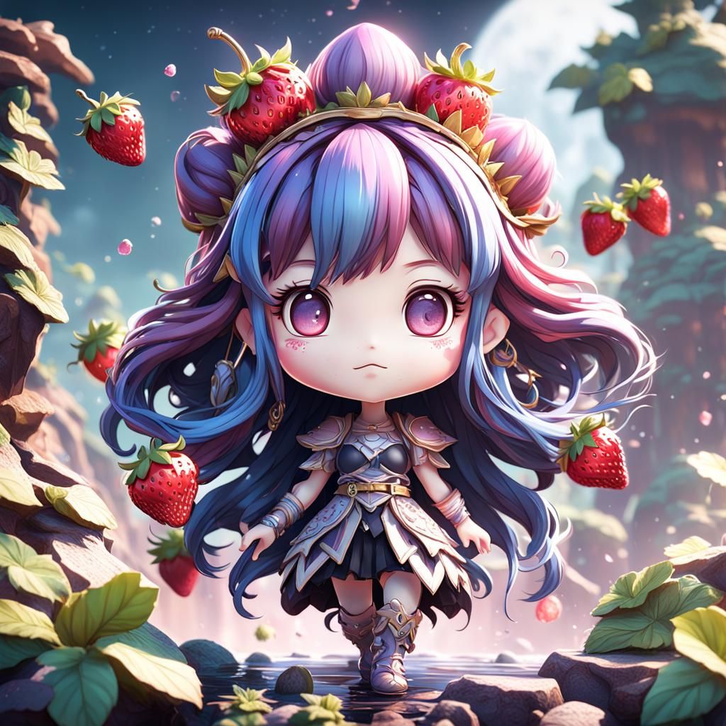 Charming Chibi Character with Strawberry Hair