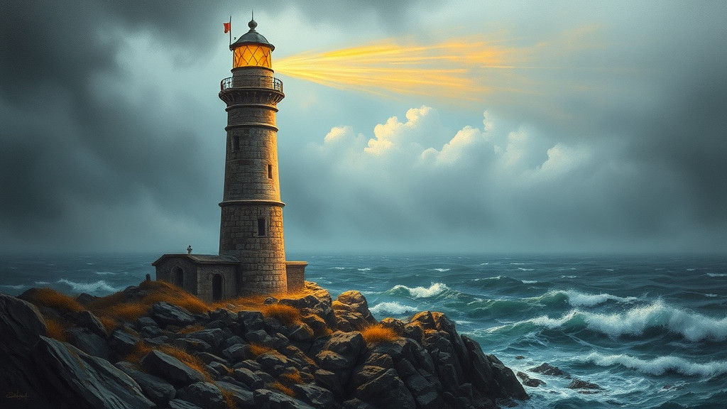Hauntingly Beautiful Lighthouse on Rocky Coast