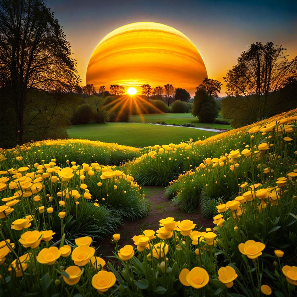 Comet and Meteor Shower in Luminous Alcohol Ink Style