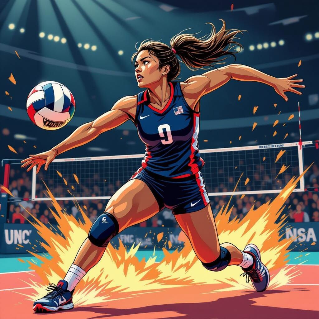 Rare NFT Volleyball Player Portrait in Comic Art Style