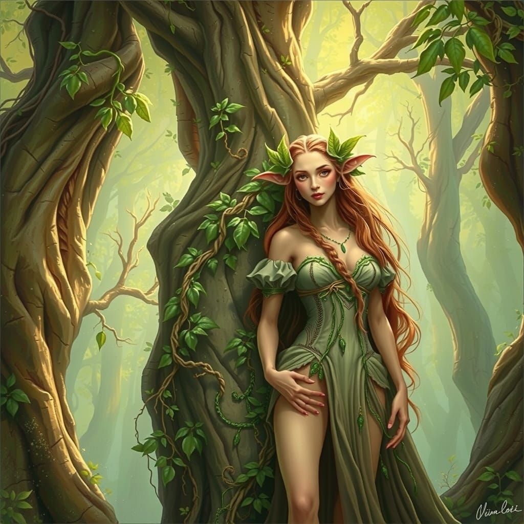 Majestic Dryad in Enchanted Forest