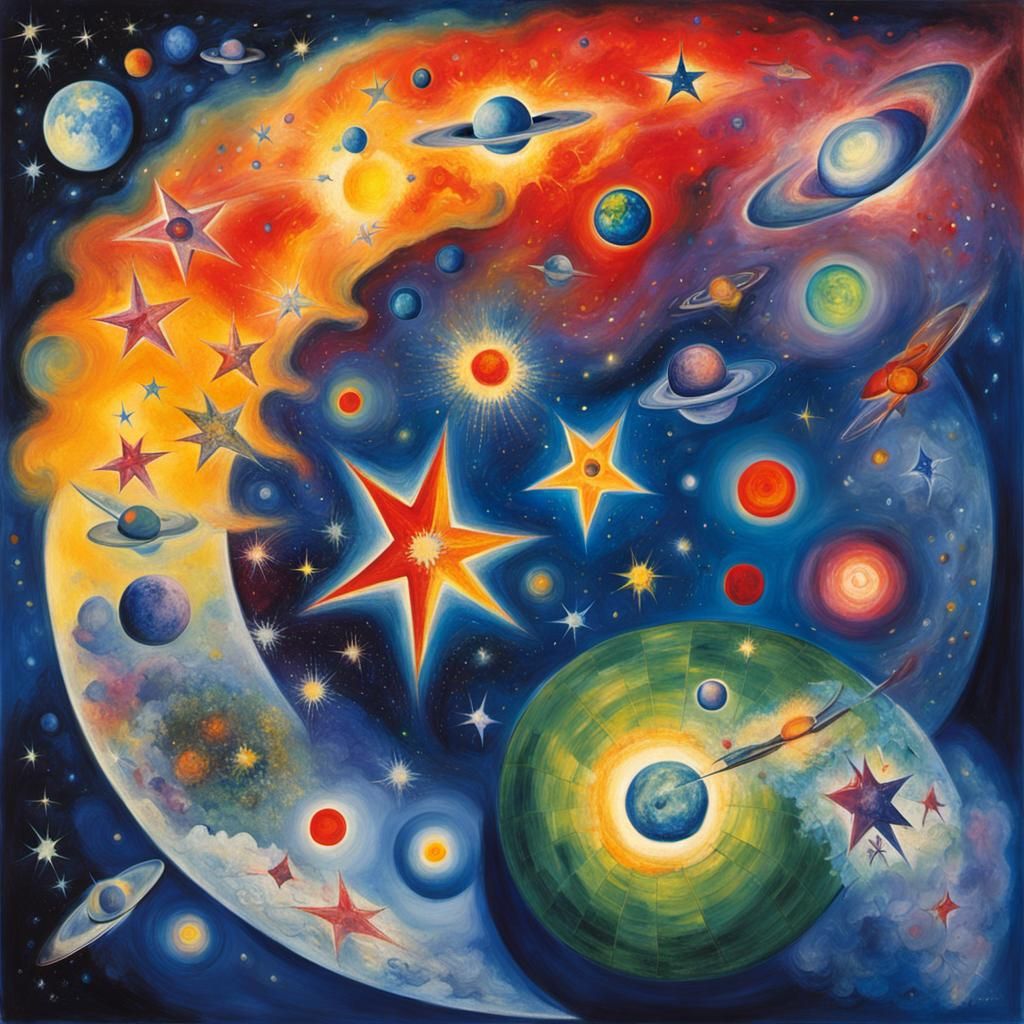 Formación de una estrella en el basto universo, planetas, ga...