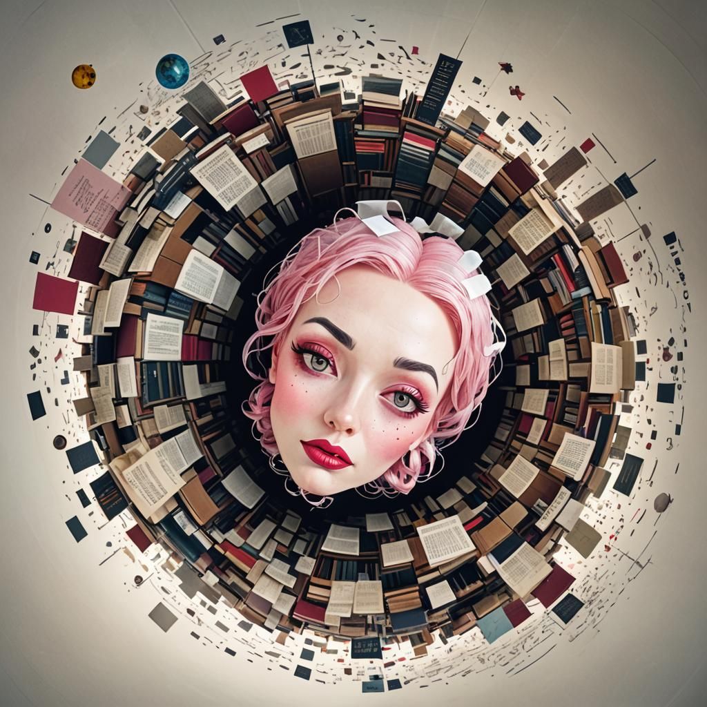 Translucent Little Planet Librarian in Comic-Cartoon Style