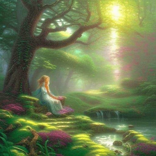 Goddess with Tree: Ethereal Fantasy Art