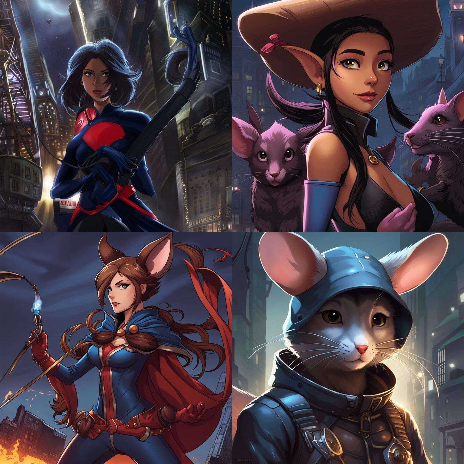 Rat Superheroine Summoning Rats, Comic Book Art