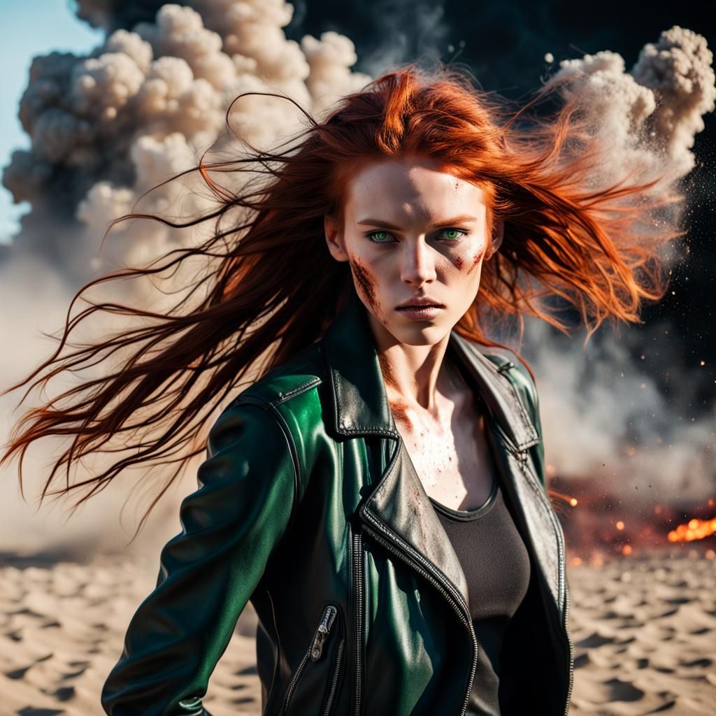 Girl With Red Hair in Explosion: Professional Portrait