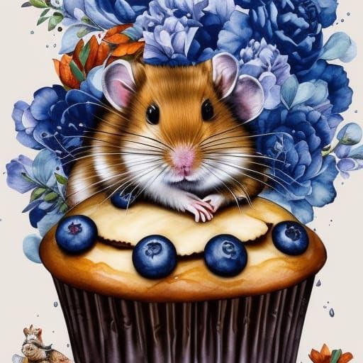 Hamster's Delight: Munching on a Blueberry Muffin