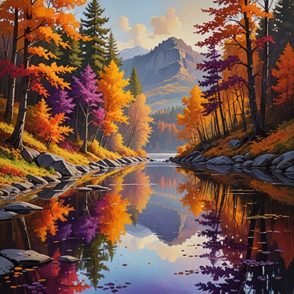 Vibrant Autumn River Landscape