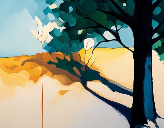 Abstract Tree Shadow in Complementary Colors