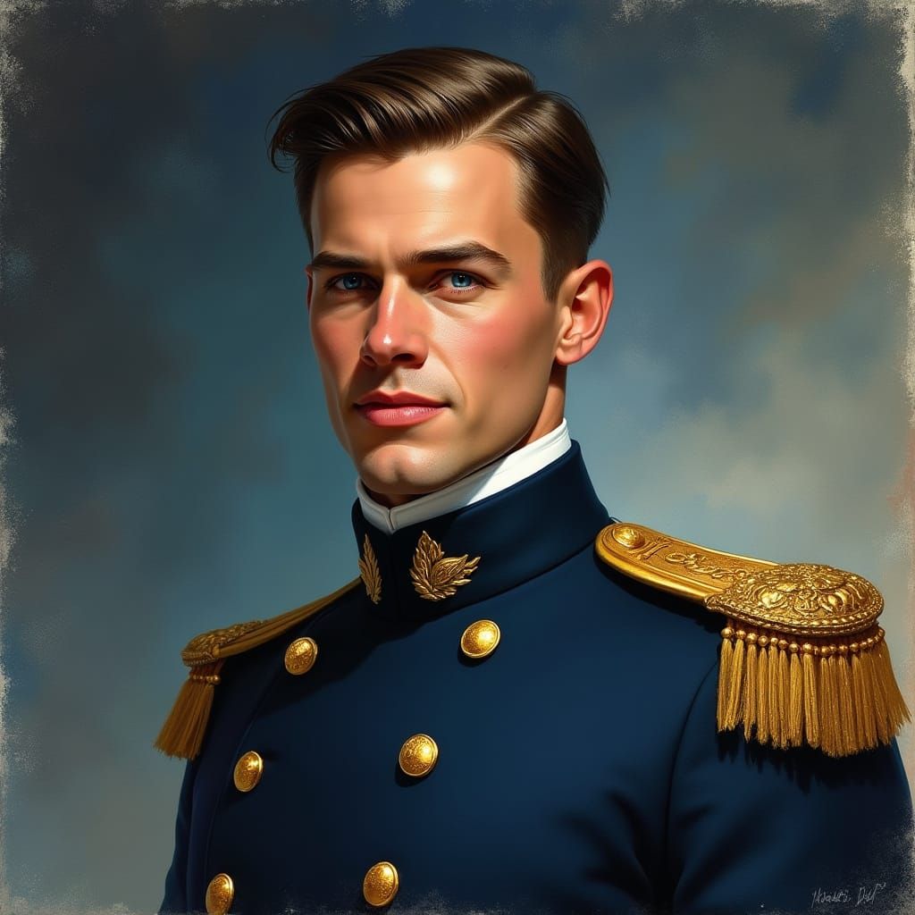 Dashing Naval Officer in Navy Blue Uniform