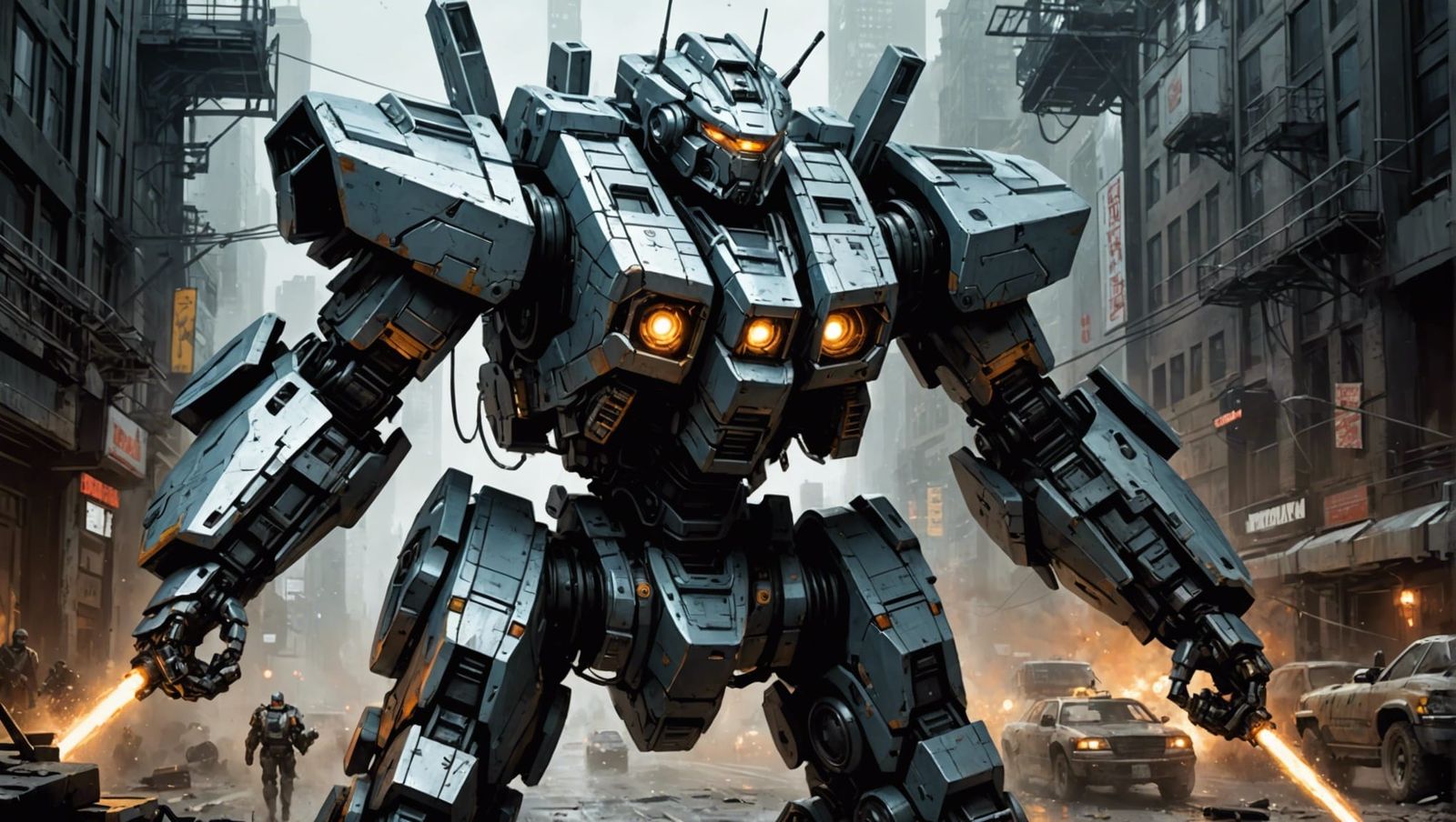 Detailed Mecha Bot in Speed Paint Style