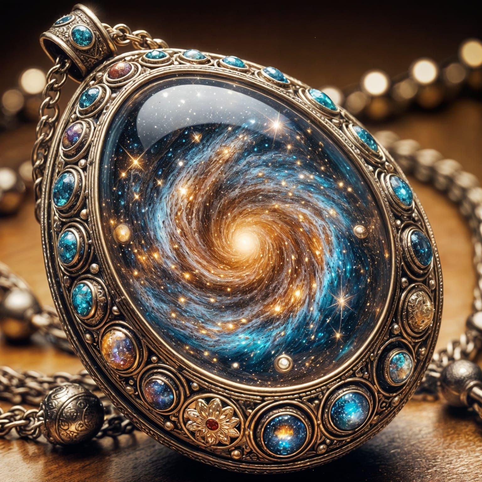 Galaxy in Glass: A Cosmic Pendant Macro Shot