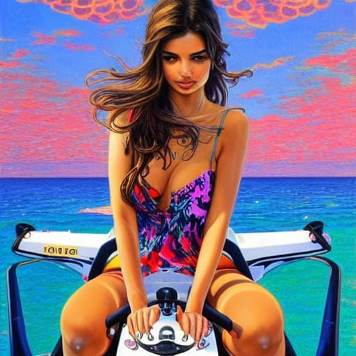 Hyperrealistic Portrait on Jet Ski
