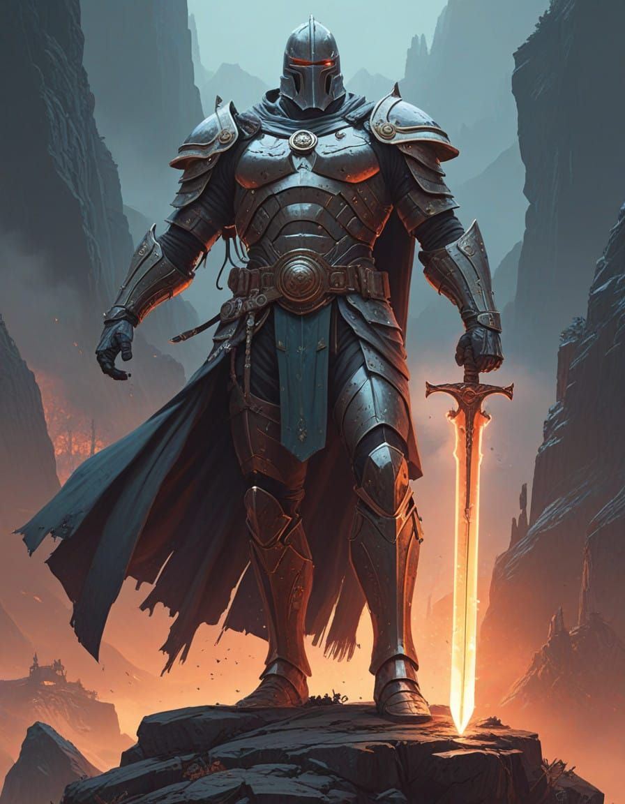 Epic Fantasy Warrior in Mystic Armor