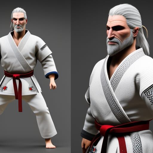 Geralt of Rivia in Karate Gi Punch Pose