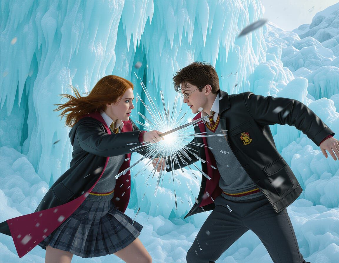 Harry Potter and Ginny Weasley in Surrealist Painting