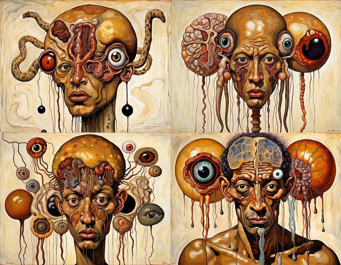 Surreal Mythical Jellyfish Giraffe in Egon Schiele Style