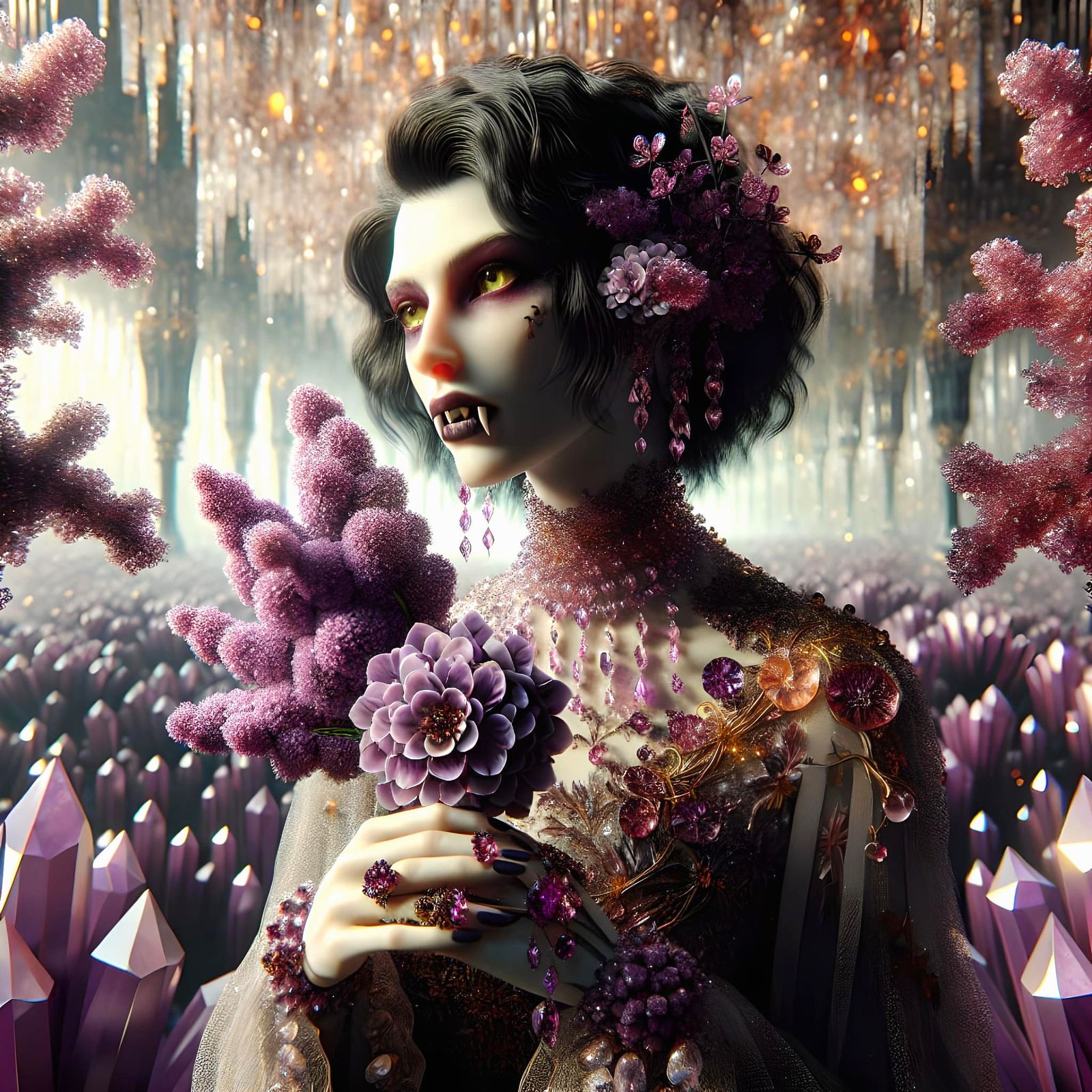 Crystalline Vampire: A Majestic Digital Matte Painting