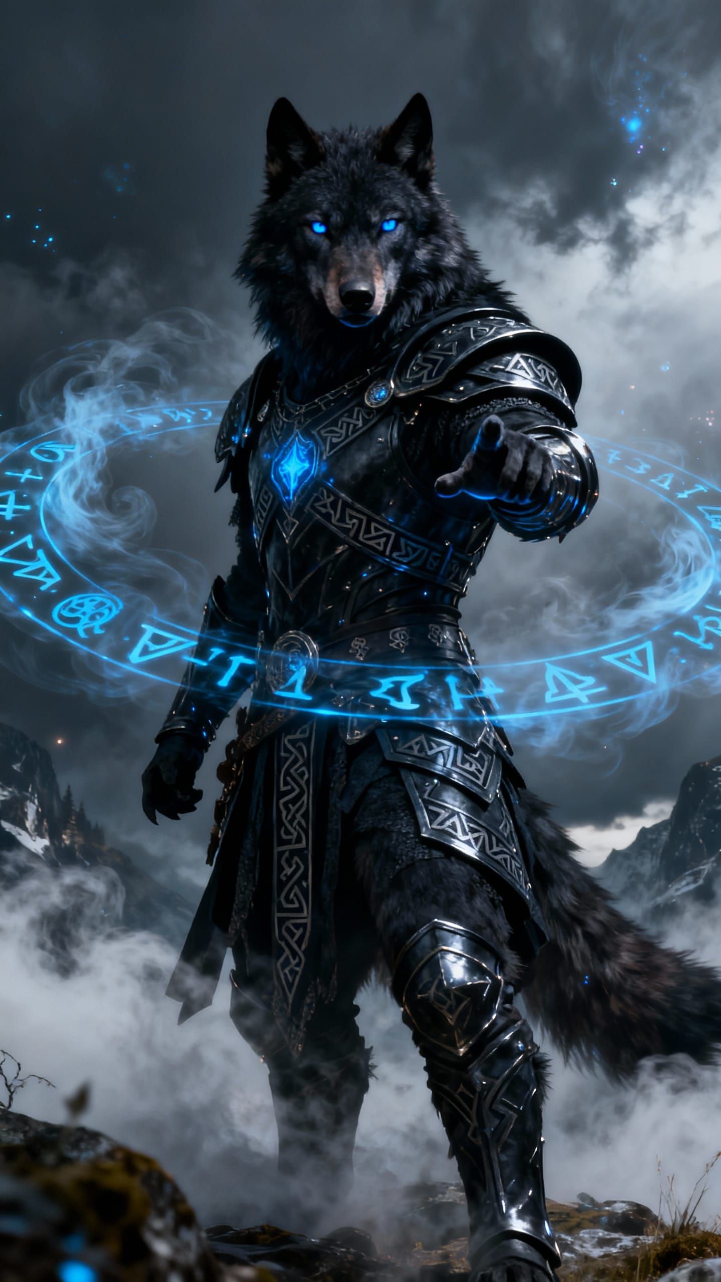 Wolf Warrior in Runic Armor: Nordic Storm