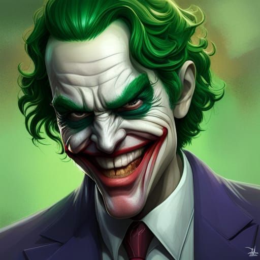 The Joker Portrait in Hyperdetailed Art Style